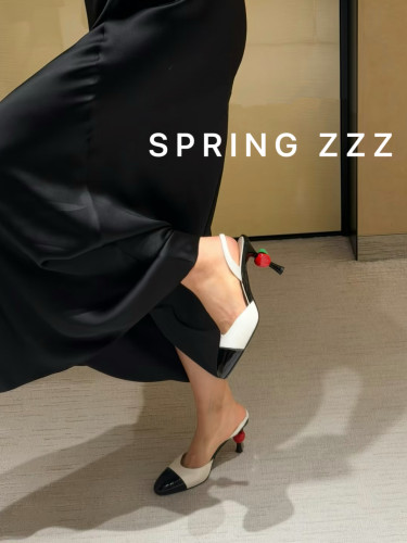 【Spring zzz】2026夏季新款 红色小苹果包头凉鞋细跟高跟鞋单鞋