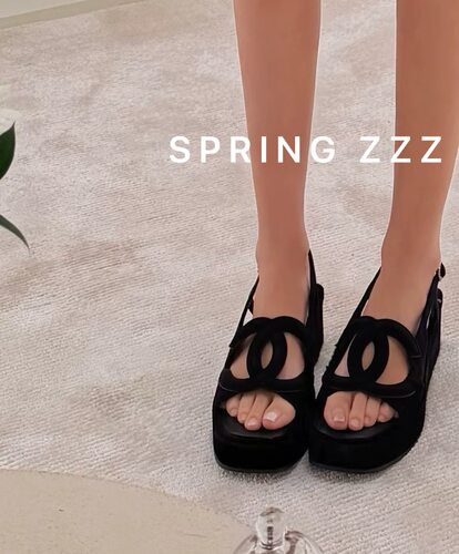 【Spring zzz】巨显高！2026夏季新款 麂皮面拼羊皮方头厚底凉鞋