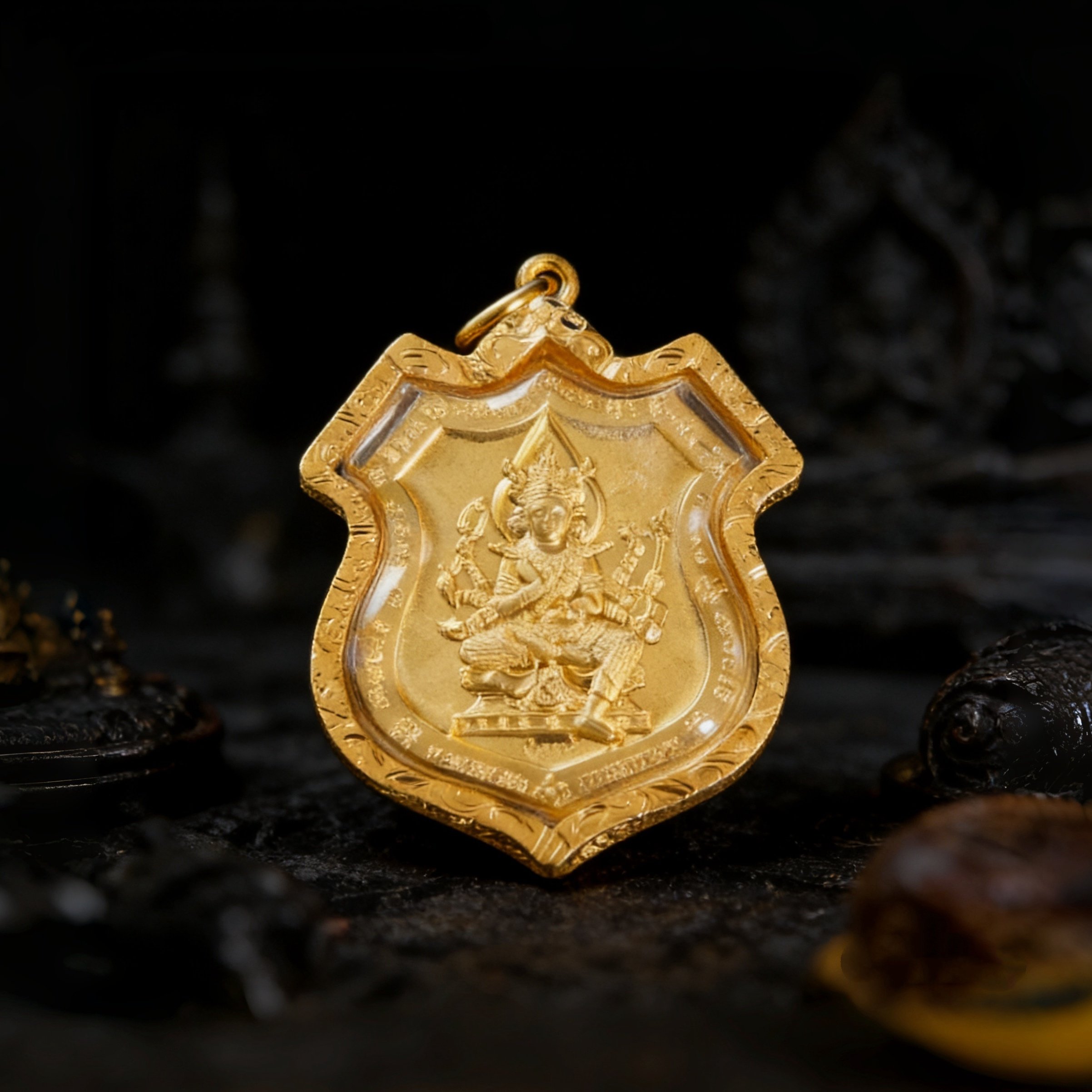 泰佛佑泰国佛牌真品 托尼贾 王嘉尔同款四面佛 黄铜版 可开卡