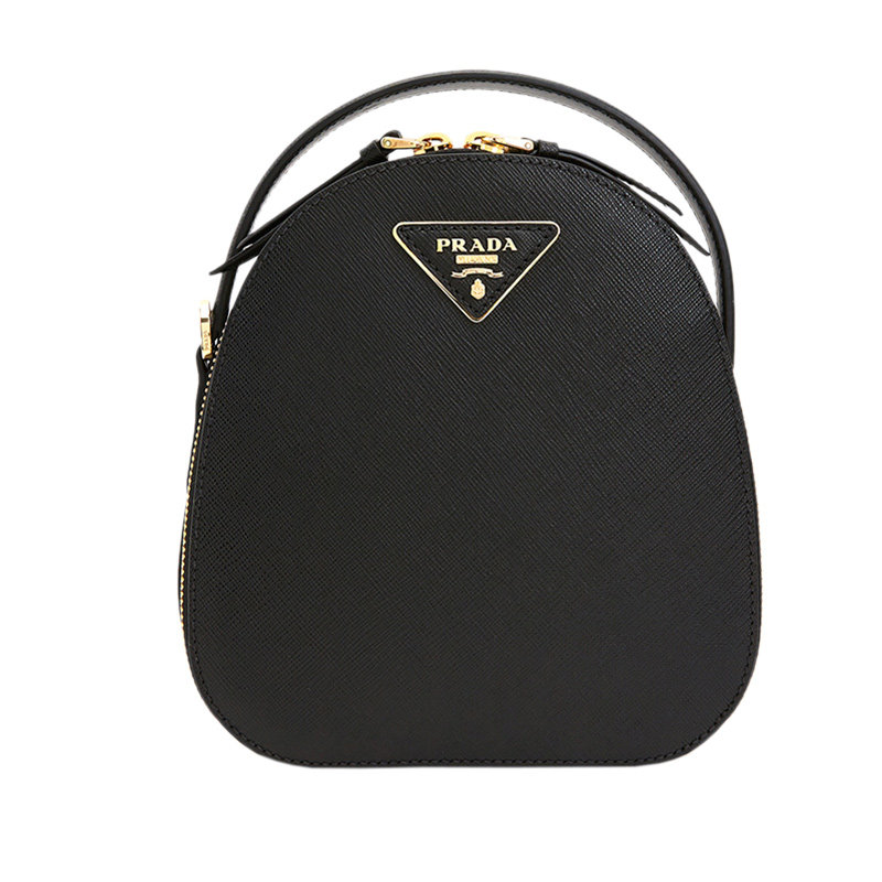 Prada 普拉达 黑色女士牛皮LOGO饰百搭手提单肩时尚休闲双肩背包