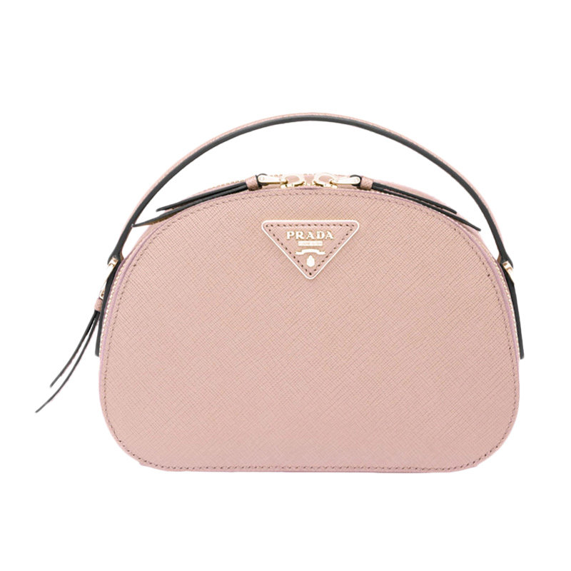 Prada 普拉达 女士粉色牛皮LOGO饰百搭手提单肩斜跨时尚休闲包