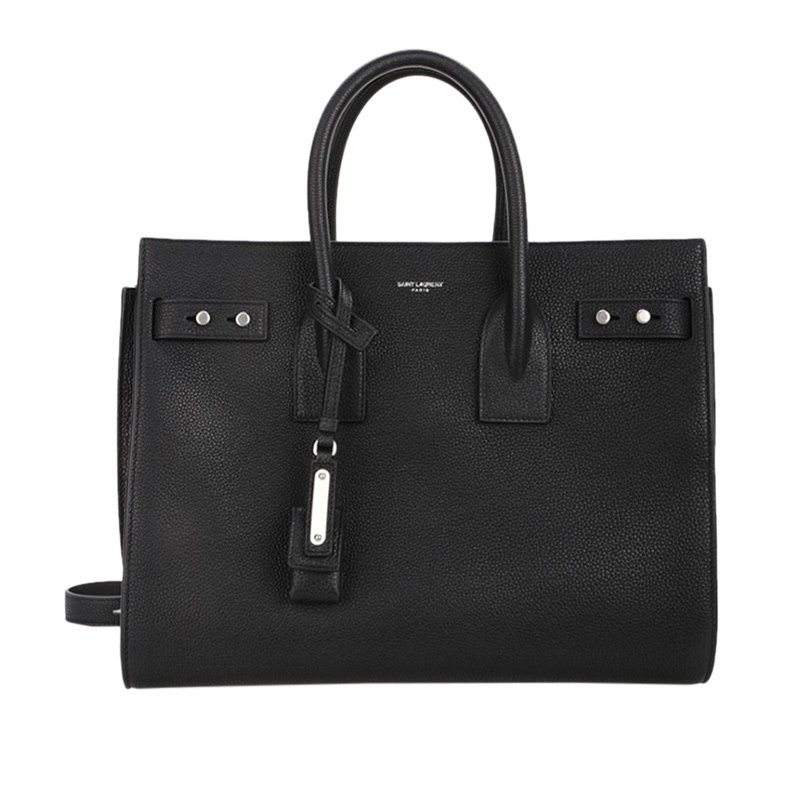 YSL 圣罗兰 女士黑色牛皮手提包