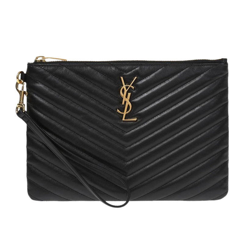 YSL 圣罗兰 女士牛皮黑色手拿包