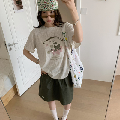 OMELET蛋卷-夏上新韩系休闲百搭甜美减龄草莓印花短袖T恤GT26378
