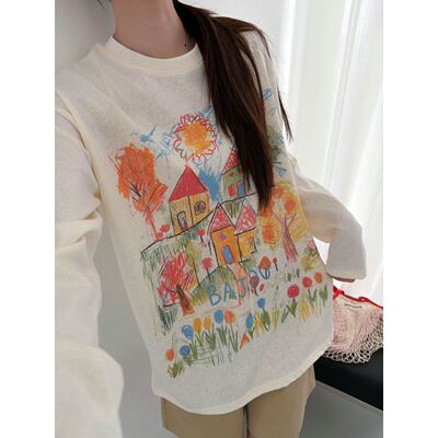 （巧玲）PL家【夏季新款】雪花棉涂鸦上衣5138-1