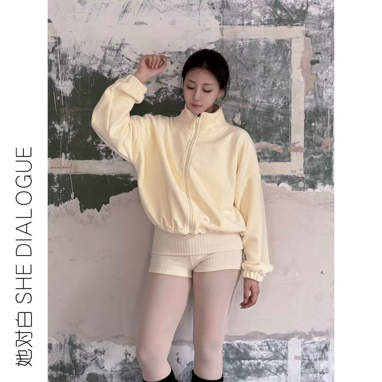 她对白SHE DIALOGUE芭蕾舞加绒外套长袖秋冬上衣女显瘦保暖开衫,运动服/休闲服装,运动茄克/外套,淘宝优惠券,粉丝福利购,淘宝优惠卷