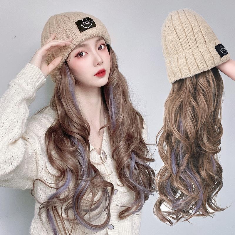 2025假发帽子一体挑染针织假发帽