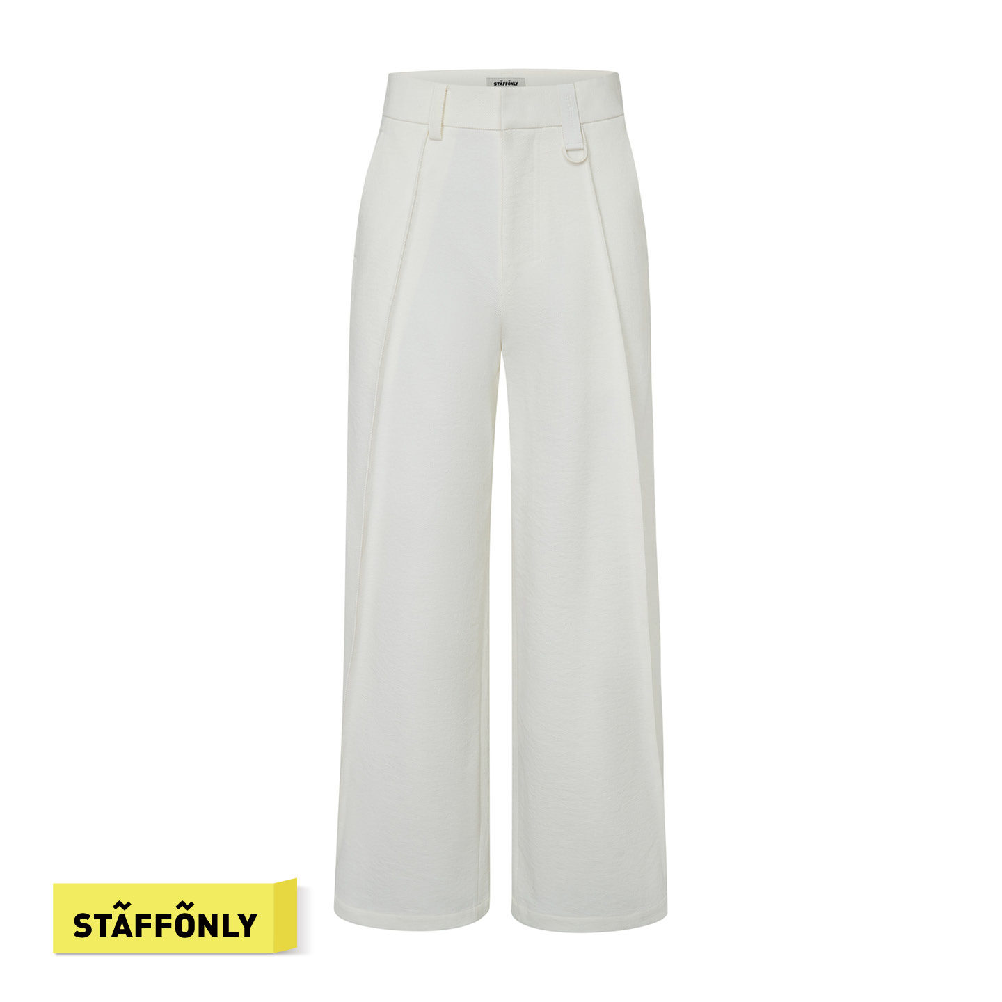 STAFFONLY 白色折痕阔腿西裤宽松休闲透气男女同款长裤26春夏新品
