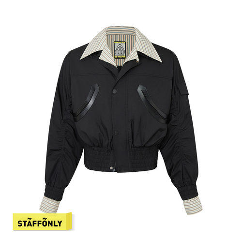 STAFFONLY 叠穿飞行员夹克衬衣拼接设计师男女同款外套26春夏新品