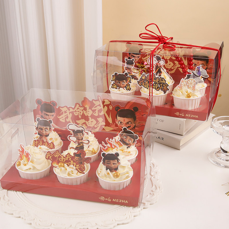 六宫格马芬杯背景板透明蛋糕手提