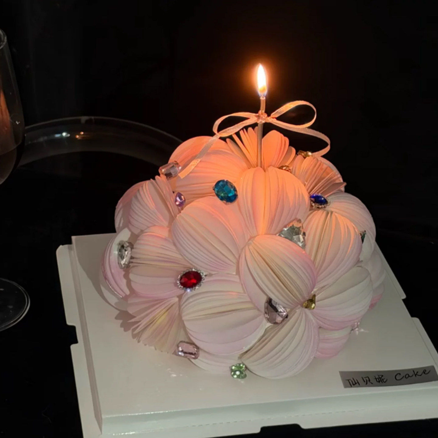 网红ins宝石蛋糕装饰彩色水晶钻石摆件成品糯米花灯笼果生日摆件
