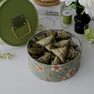 端午节粽子包装盒咸鸭蛋绿豆糕伴手礼圆形礼品盒外包装手提空盒子