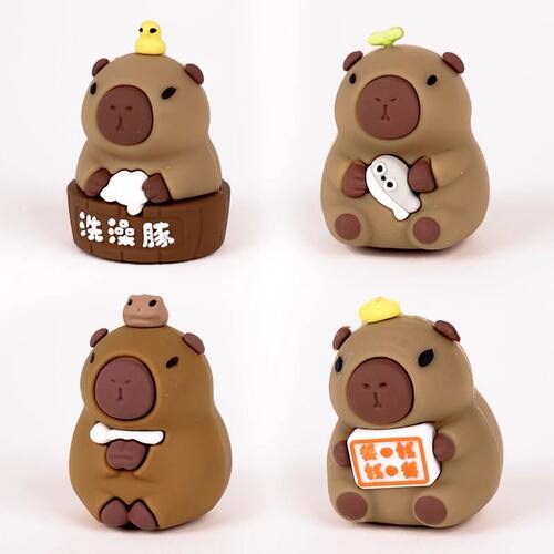 可爱卡皮巴拉蛋糕装饰摆件软胶卡