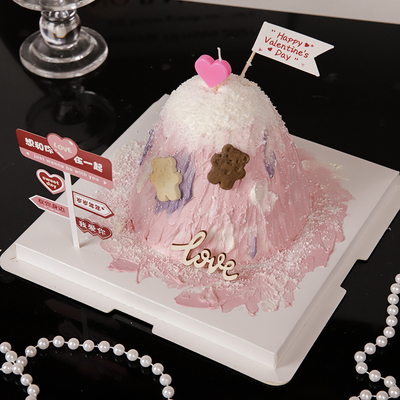 网红4寸唯美富士雪山蛋糕装饰摆