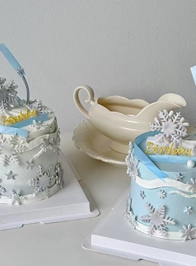 恋与深空黎深二次元生日蛋糕装饰雪花小雪人烘焙甜品装扮插件摆件
