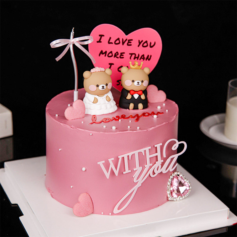 2025情人节小熊蛋糕装饰摆件婚礼