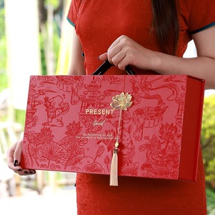 2025新款中秋月饼礼盒6/8粒包装盒手提空盒子传统高档定制印logo