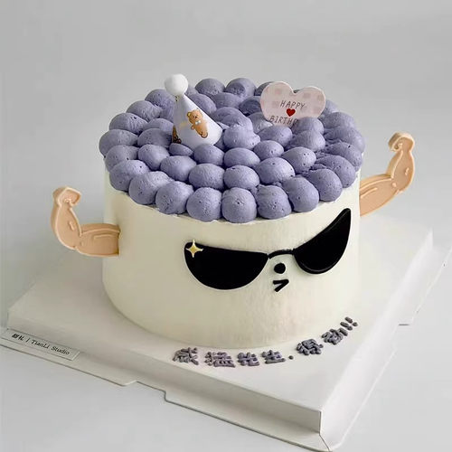 网红diy墨镜酷狗蛋糕装饰肌肉眼