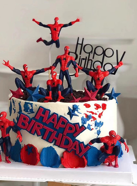 网红超人英雄蛋糕装饰蜘蛛侠复仇者男生男孩生日装扮蛋糕摆件