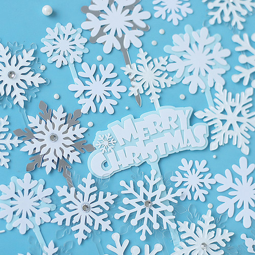 亚克力雪花插牌冰雪烘焙圣诞