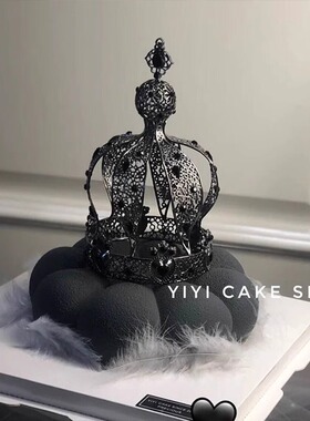 欧式巴洛克皇冠蛋糕装饰国王复古城堡黑色头饰欧美生日烘焙摆件