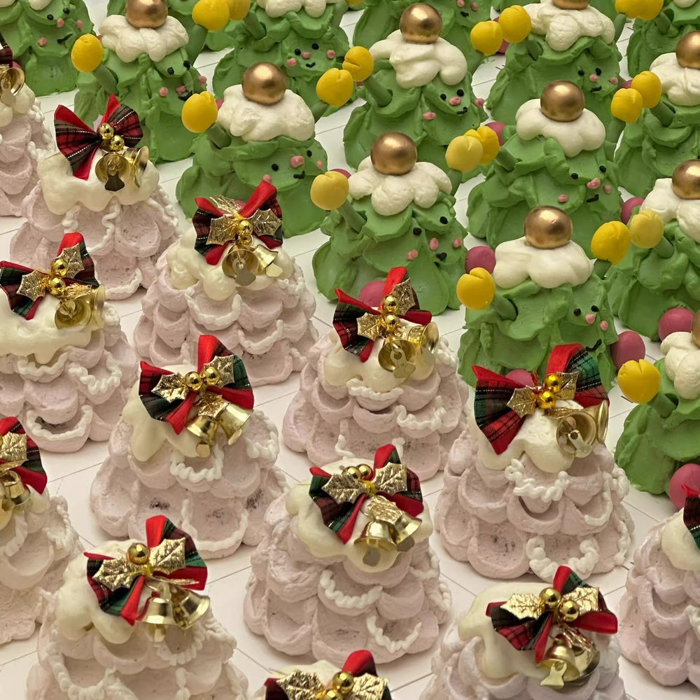 2025圣诞节蛋糕装饰圣诞蝴蝶结铃