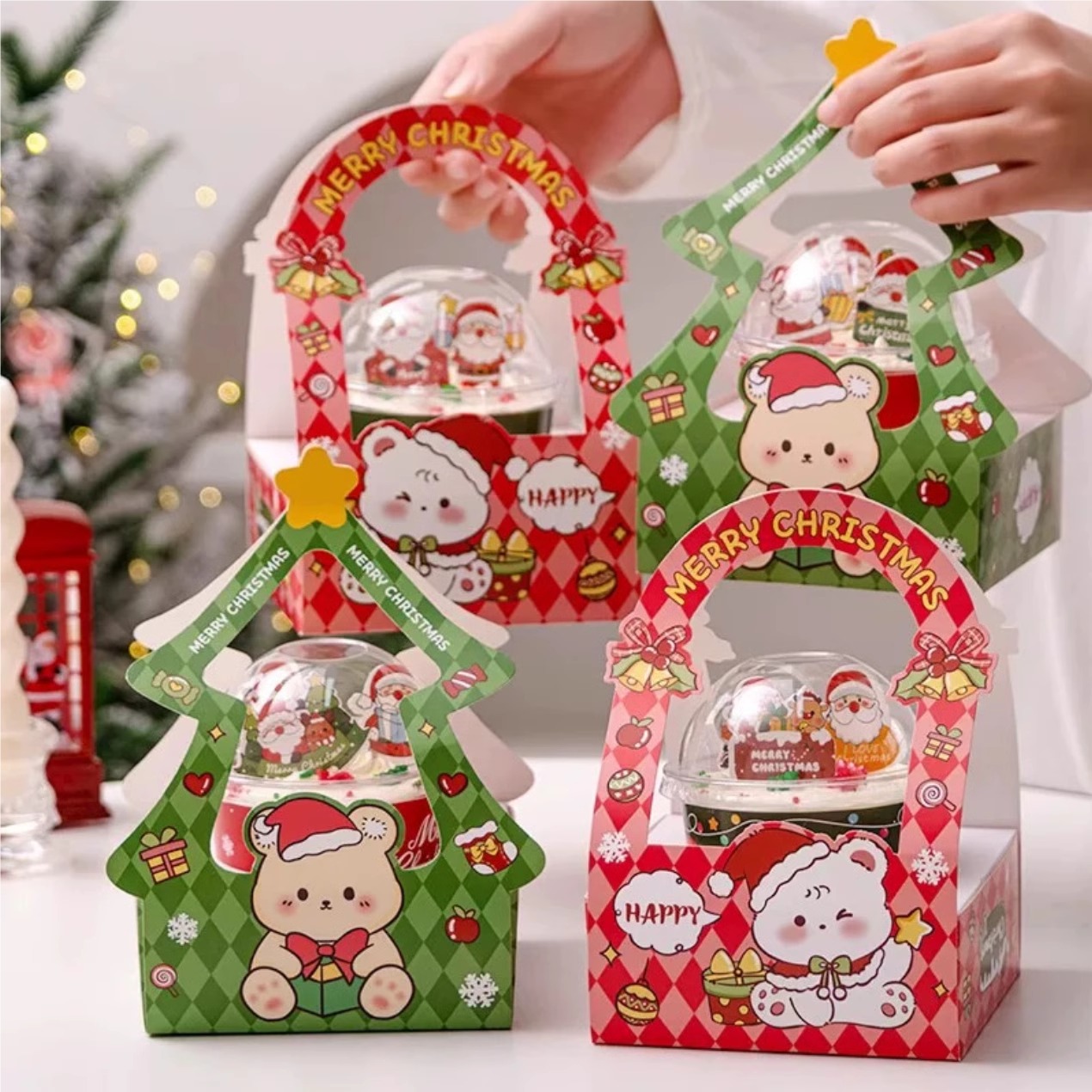 圣诞节波波杯蛋糕装饰插件插牌圣