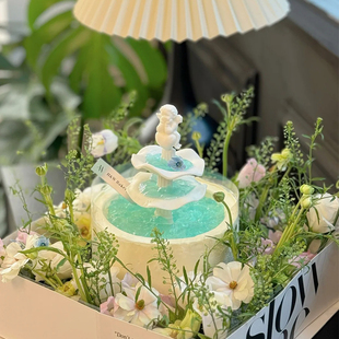 许愿池天使模具生日蛋糕装饰摆件复古水柱喷泉硅胶翻糖巧克力模具