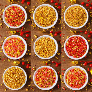 新年糖珠蛋糕装饰摆件可食用金色元宝装饰糖马年纸杯甜品烘焙点缀