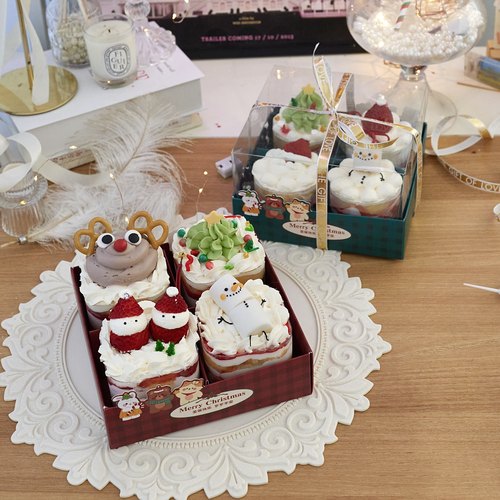 佳妍同款圣诞蛋糕包装盒四拼甜品盒烘焙四喜盒4宫格马卡龙打包盒