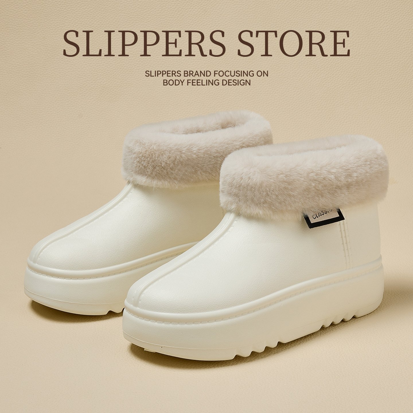 加绒厚底高帮棉拖鞋女外穿新款防水防滑保暖时尚雪地靴棉鞋冬季男