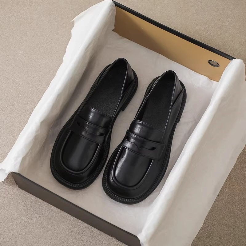 2026黑色英伦风小皮鞋女春秋新款软皮平底jk单鞋学院一脚蹬乐福鞋