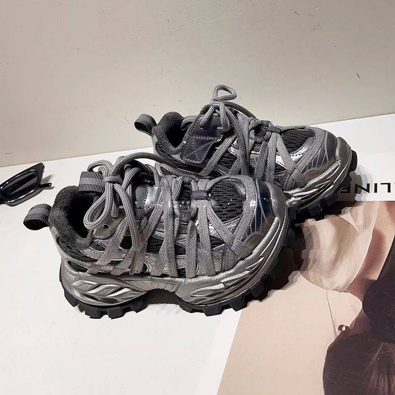 2026运动冬款中大童老爹鞋加绒保暖交叉绑带男女童亲子运动鞋,女鞋,时尚休闲鞋,淘宝优惠券,粉丝福利购,淘宝优惠卷