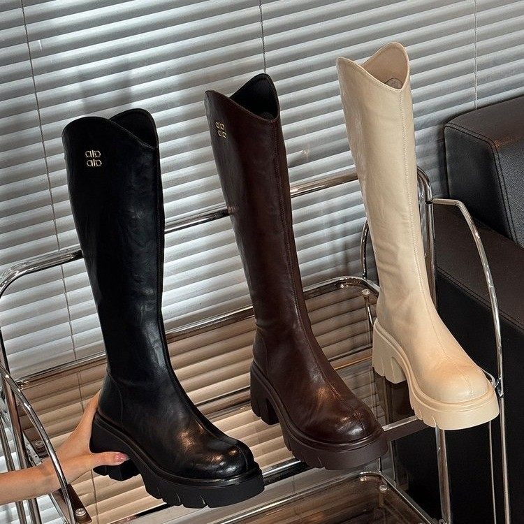 2026新款厚底V口长筒骑士靴女新款加绒棉鞋瘦瘦靴高筒长靴大筒围,女鞋,骑士靴,淘宝优惠券,粉丝福利购,淘宝优惠卷