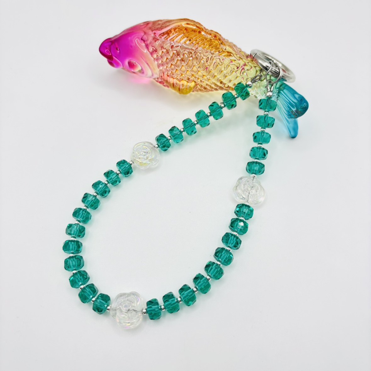 爆闪孔雀绿玫瑰水晶珠手机链女 手机挂饰手工串珠包包挂件女 原创,3C数码配件,手机挂件/手机链,淘宝优惠券,粉丝福利购,淘宝优惠卷