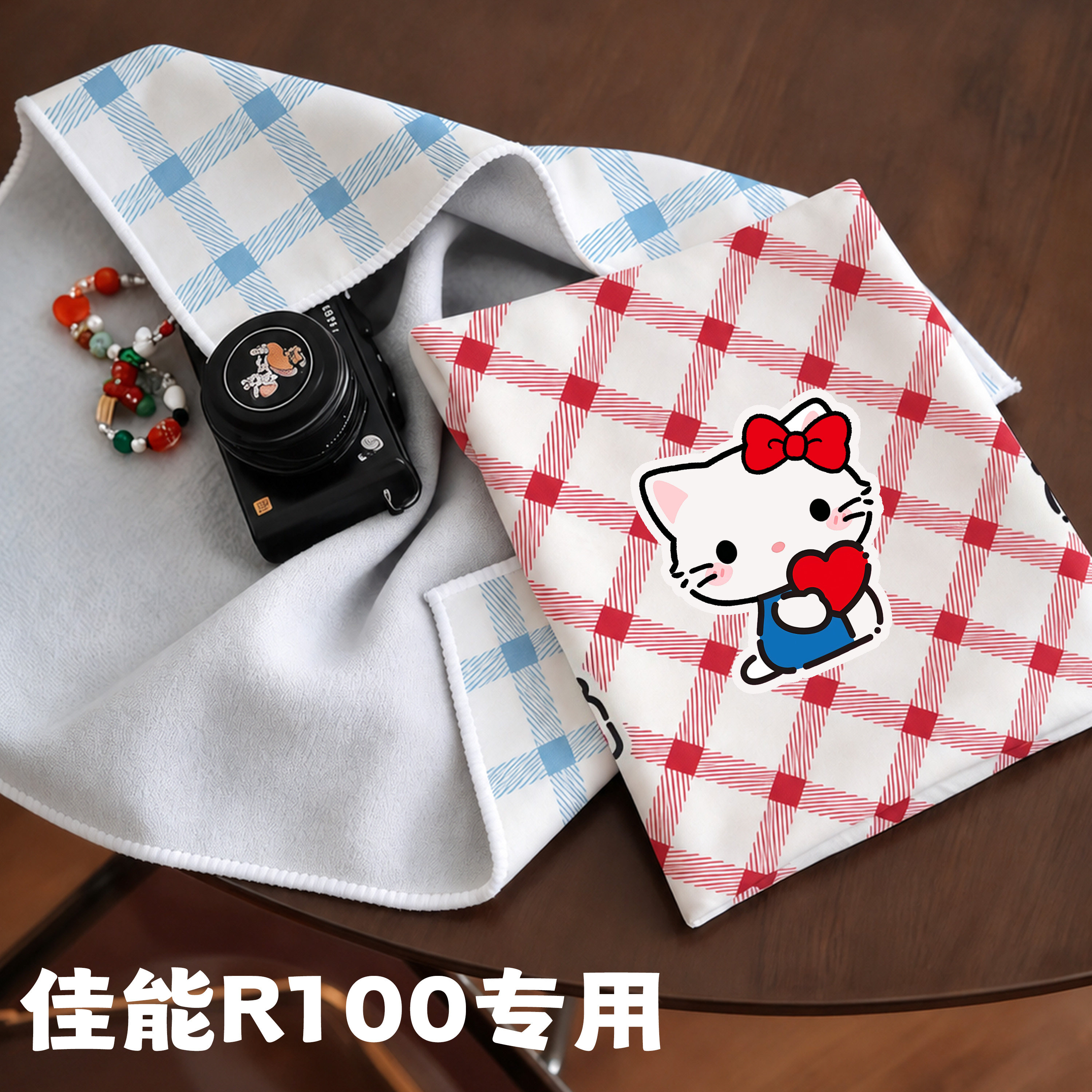 可爱小猫相机魔术百贴布便携式化妆品收纳包多功能单反镜头包裹布