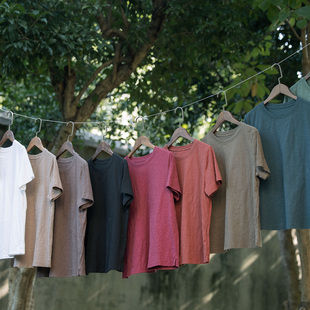 圆领短袖 加棉垫 T恤 100%棉竹节纹 封面是花