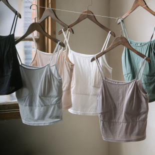 针织小吊带衫 封面是花 打底贴身 带胸垫 100%长绒棉