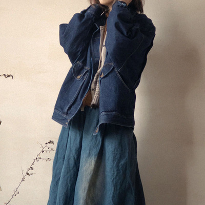 封面是花中古风赤耳牛仔外套