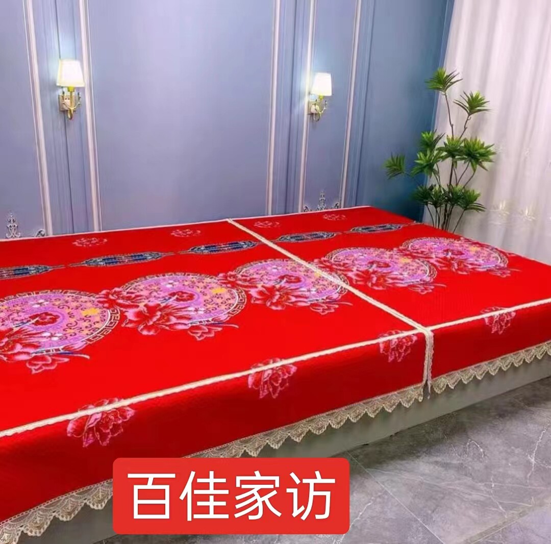 农村木棉床盖四季土炕加厚拉链炕盖可分解榻榻米通用水溶花边可机