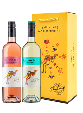 YellowTail黄尾袋鼠世界智利莫斯卡托白桃红葡萄酒礼盒节日送礼