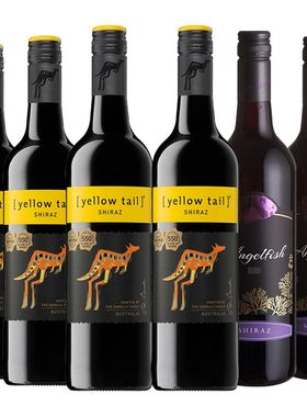 澳洲黄尾袋鼠yellowtail西拉梅洛红葡萄酒天使鱼签名西拉