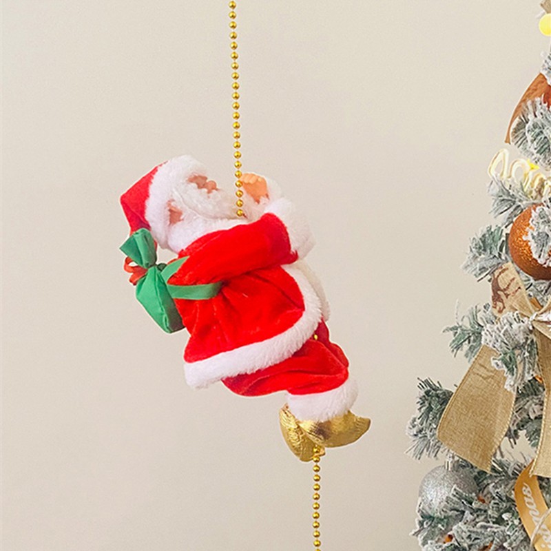 2025新款电动会爬绳圣诞老人爬珠爬双梯儿童玩具装饰品圣诞节礼物