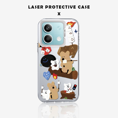 CASE联名烤棉花糖适用红米note13pro手机壳redmi彩银pro+软note12turbo柿子熊note11送钢化膜note10硬9保护套