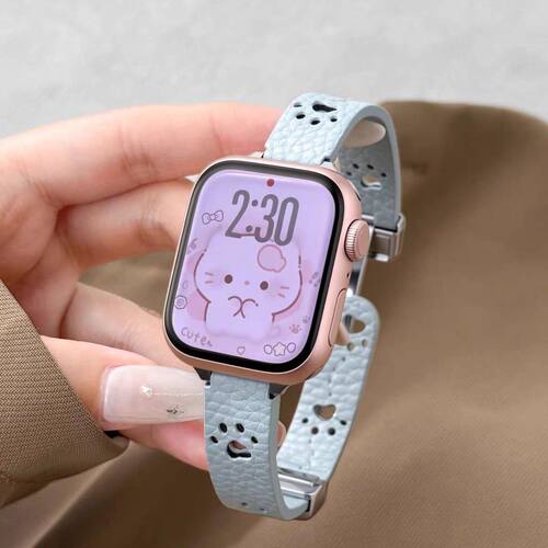 适用于红米Watch654/小米手环10Pro/9Pro/8Pro猫爪镂空皮质手表带
