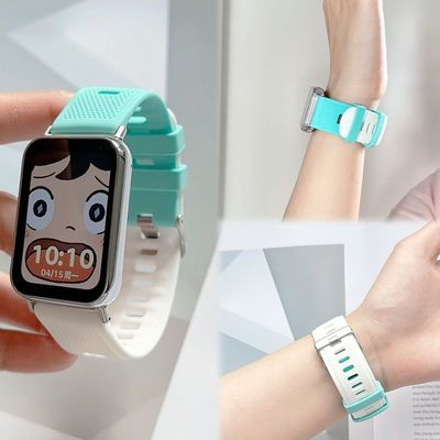 适用于小米手环9pro表带硅胶针扣miband8Pro拼色带红米6/5/4腕带