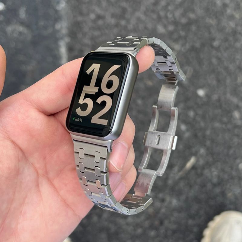 适用小米手环9pro/8pro不锈钢金属表带AP金属轻奢红米手表6/5表带