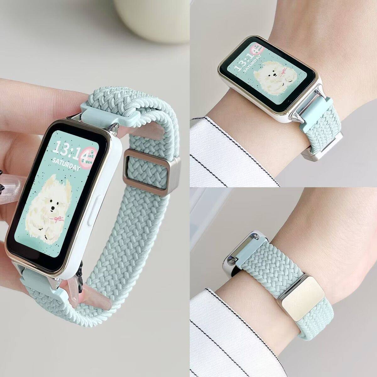 清新薄荷适用华为手环11表带编织11pro磁吸huawei小众NFC磁吸腕带