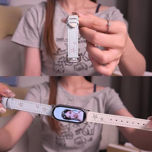 日常百搭高颜值 适用小米11/10/9/8手环NFC陶瓷版表带腕带皮质星