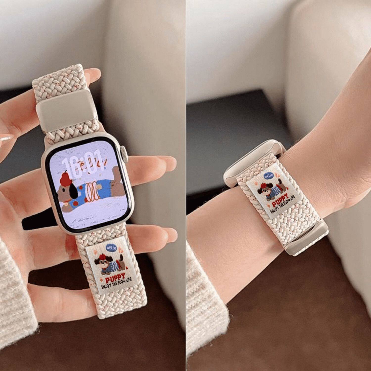 腊肠小狗适用新款荣耀WatchX5i手表X5运动尼龙编织磁吸弹力手表带